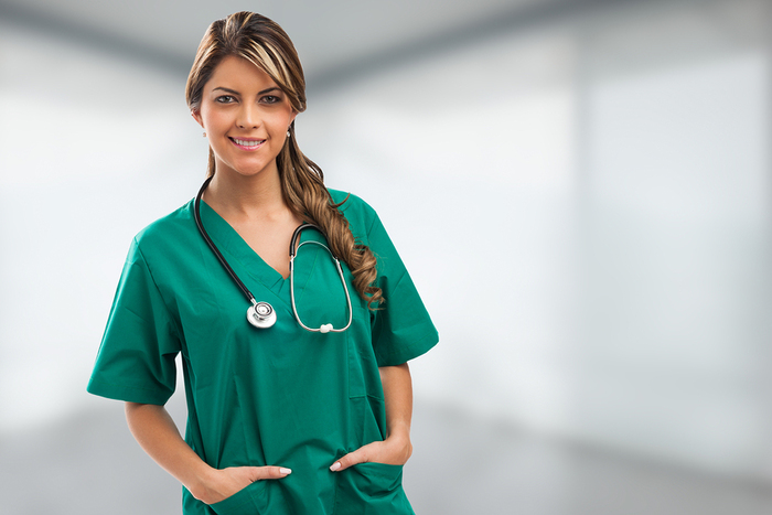 Smiling medical woman doctor with stethoscope